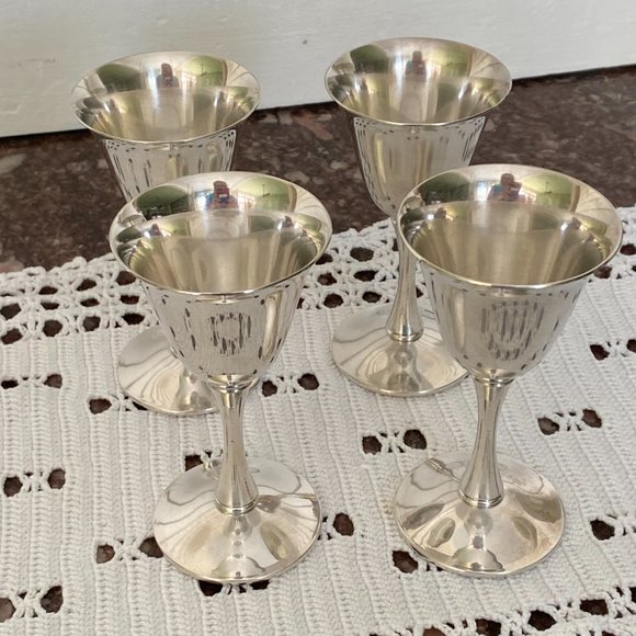 Set of 4 Valero Silver Plated Stemware, Cordial Cups, Made in Spain - Picture 8 of 16
